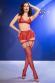 Set 5 pezzi in tessuto semilucido con calze. Rosso