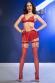 Set 5 pezzi in tessuto semilucido con calze. Rosso