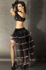 CHILIROSE: multi-layered skirt with tail and bow. Black-pink.