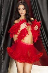 CHILIROSE: red petticoat skirt in tulle.