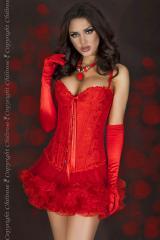 CHILIROSE: red brocade corsage with lace.