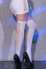 CHILIROSE: White stockings with back lacing.