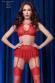 4-piece lingerie set with stockings. Red