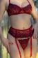 4-piece red/black lingerie set with stockings.